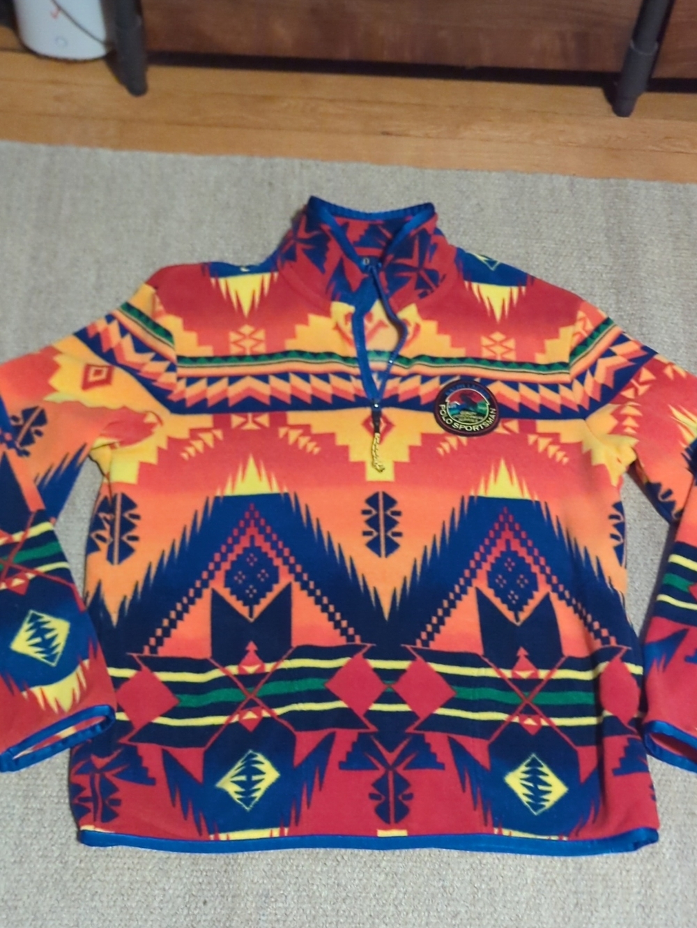 Mens Polo Ralph Lauren Sportsman Pullover Aztec Fleece Rare Size Medium